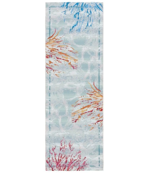 Safavieh Barbados BAR535 Teal / White 2'-8" X 8' Runner Area Rug