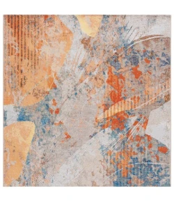 Safavieh Barbados BAR536 Blue / Rust 6'-6" x 6'-6"Square Square Area Rug