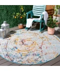 Safavieh Barbados BAR538 Light Blue / Yellow Rust 6'-6" X 6'-6" Round Area Rug