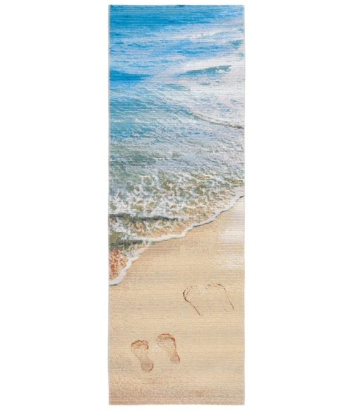 Safavieh Barbados BAR550 Gold / Blue 2'-8" x 10'-5" Runner Area Rug