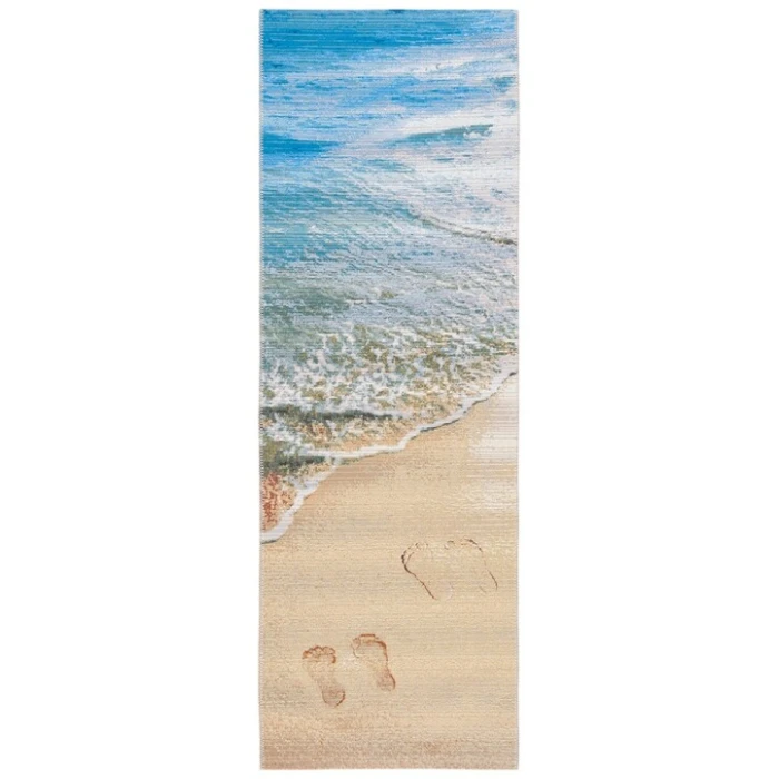 Safavieh Barbados BAR550 Gold / Blue 2'-8" x 10'-5" Runner Area Rug
