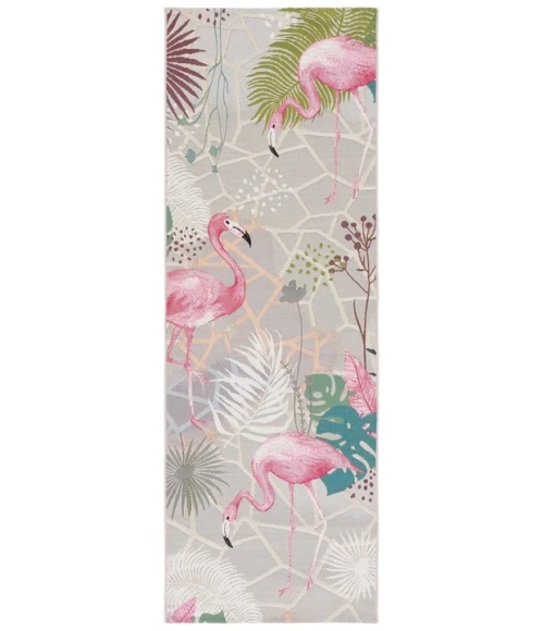 Safavieh Barbados BAR551 Grey / Pink 2'-8" X 8' Runner Area Rug