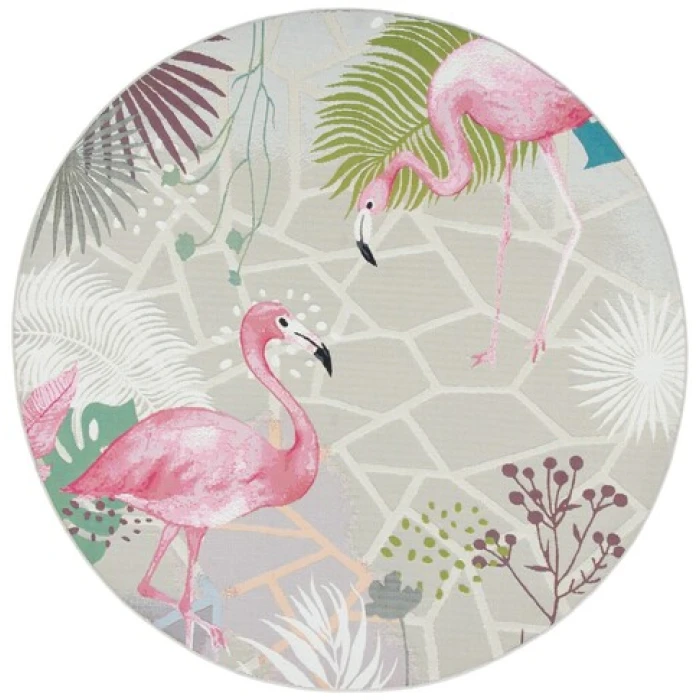 Safavieh Barbados BAR551 Grey / Pink 5'-3" X 5'-3" Round Area Rug
