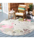Safavieh Barbados BAR551 Grey / Pink 8' X 8' Round Area Rug