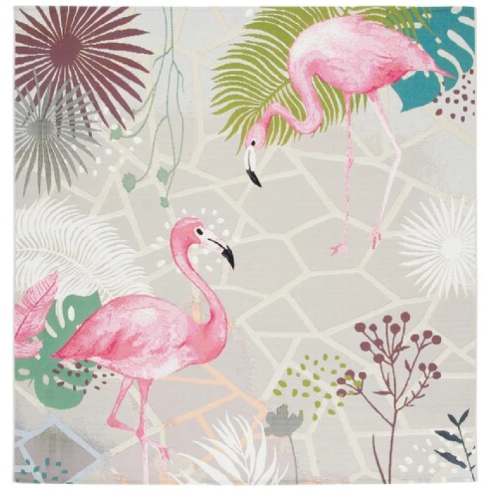 Safavieh Barbados BAR551 Grey / Pink 6'-6" x 6'-6"Square Square Area Rug