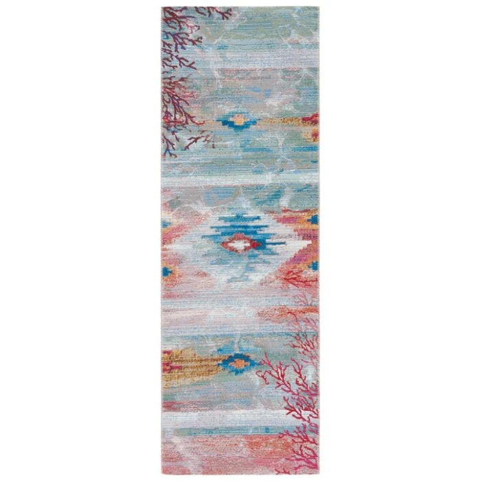 Safavieh Barbados BAR554 Light Blue / Pink 2'-8" X 8' Runner Area Rug