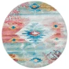 Safavieh Barbados BAR554 Light Blue / Pink 6'-6" X 6'-6" Round Area Rug