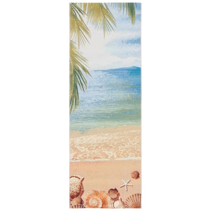 Safavieh Barbados BAR555 Gold / Blue 2'-8" X 8' Runner Area Rug