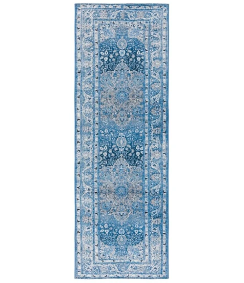 Safavieh Barbados BAR558 Blue / Ivory 2'-8" X 8' Runner Area Rug