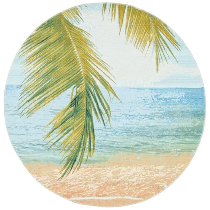 Safavieh Barbados BAR560 Gold / Blue 8' X 8' Round Area Rug