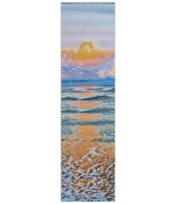 Safavieh Barbados BAR581 Gold / Blue 2'-8" x 10'-5" Runner Area Rug