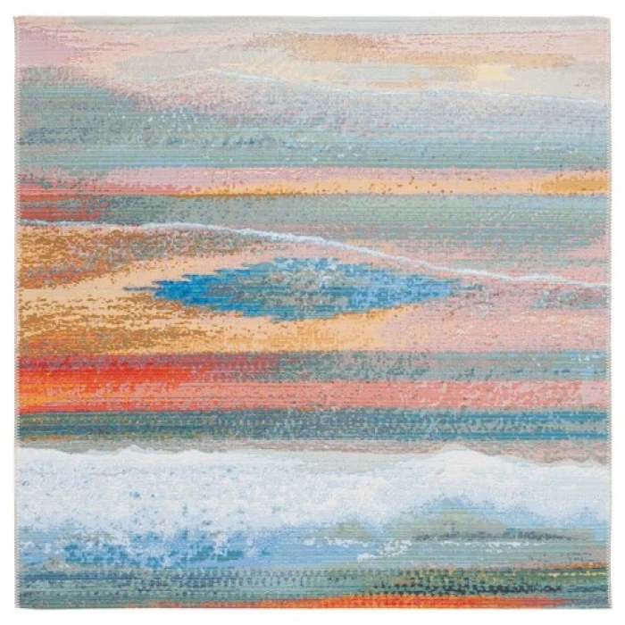 Safavieh Barbados BAR585 Light Blue / Pink 5'-3" X 5'-3" Square Area Rug