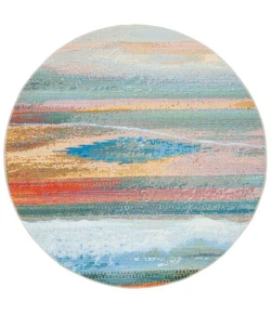 Safavieh Barbados BAR585 Light Blue / Pink 6'-6" X 6'-6" Round Area Rug