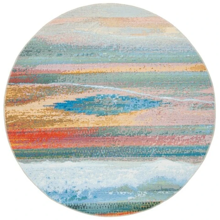 Safavieh Barbados BAR585 Light Blue / Pink 8' X 8' Round Area Rug
