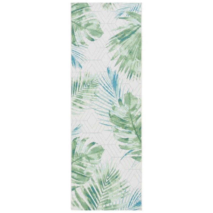 Safavieh Barbados BAR590 Green / Teal 2'-8" X 8' Runner Area Rug