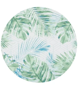 Safavieh Barbados BAR590 Green / Teal 8' X 8' Round Area Rug