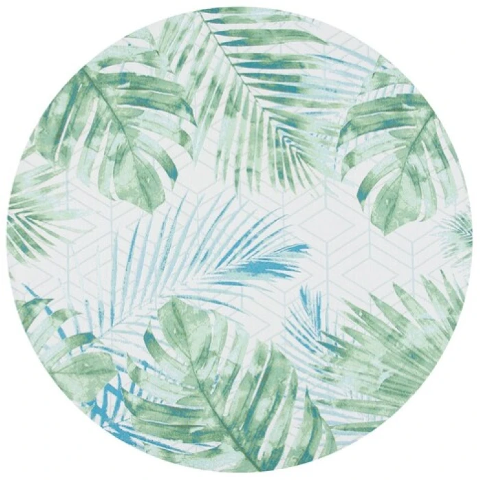 Safavieh Barbados BAR590 Green / Teal 6'-6" X 6'-6" Round Area Rug