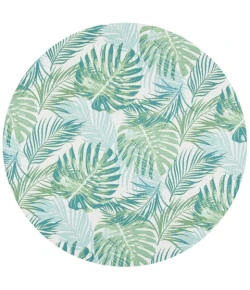 Safavieh Barbados BAR592 Green / Teal 5'-3" X 5'-3" Round Area Rug