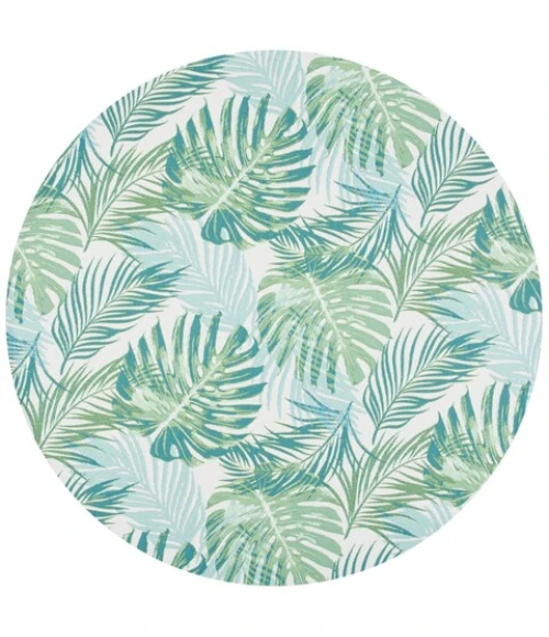 Safavieh Barbados BAR592 Green / Teal 5'-3" X 5'-3" Round Area Rug