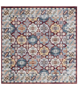 Safavieh Bayside BAY102 Blue / Red 6'-7" X 6'-7" Square Area Rug