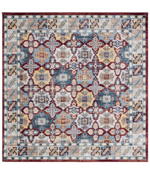 Safavieh Bayside BAY102 Blue / Red 6'-7" X 6'-7" Square Area Rug