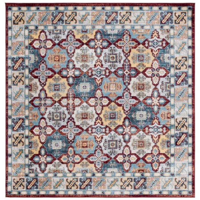 Safavieh Bayside BAY102 Blue / Red 6'-7" X 6'-7" Square Area Rug