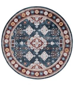 Safavieh Bayside BAY106 Blue / Red 6'-7" X 6'-7" Round Area Rug