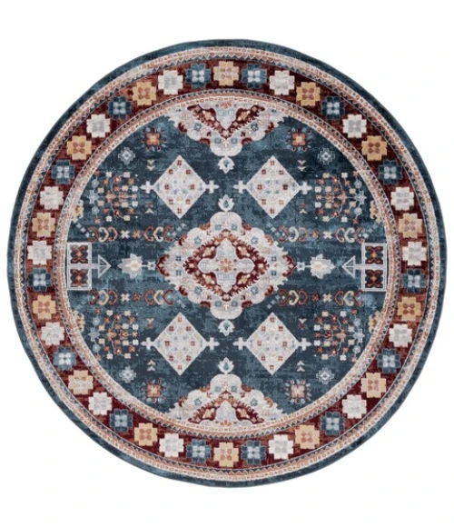 Safavieh Bayside BAY106 Blue / Red 6'-7" X 6'-7" Round Area Rug
