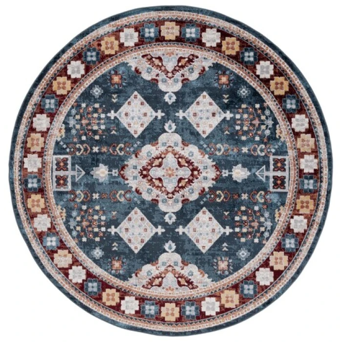 Safavieh Bayside BAY106 Blue / Red 6'-7" X 6'-7" Round Area Rug
