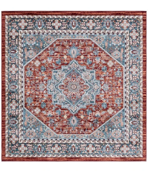 Safavieh Bayside BAY110 Red / Blue 6'-7" X 6'-7" Square Area Rug