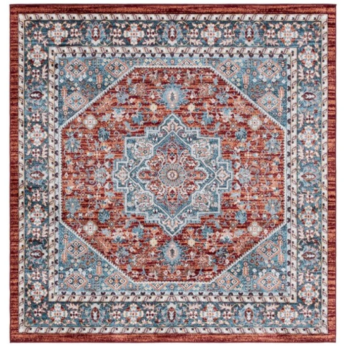 Safavieh Bayside BAY110 Red / Blue 6'-7" X 6'-7" Square Area Rug