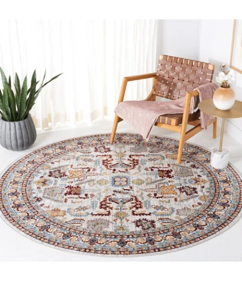 Safavieh Bayside BAY112 Beige / Blue 6'-7" X 6'-7" Round Area Rug