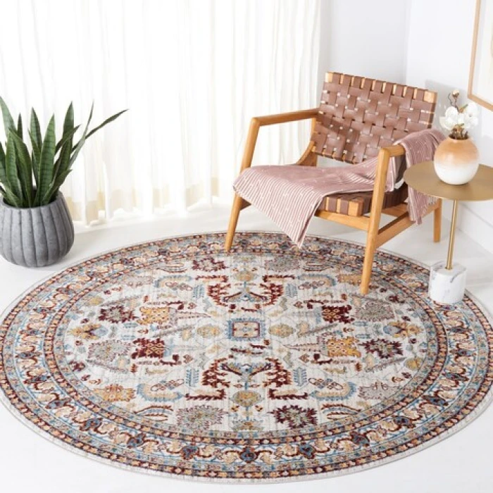 Safavieh Bayside BAY112 Beige / Blue 6'-7" X 6'-7" Round Area Rug