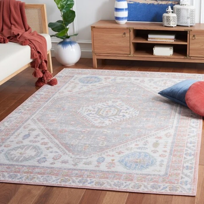 Safavieh Bayside BAY118 Ivory / Blue Pink 4' X 6' Rectangle Area Rug