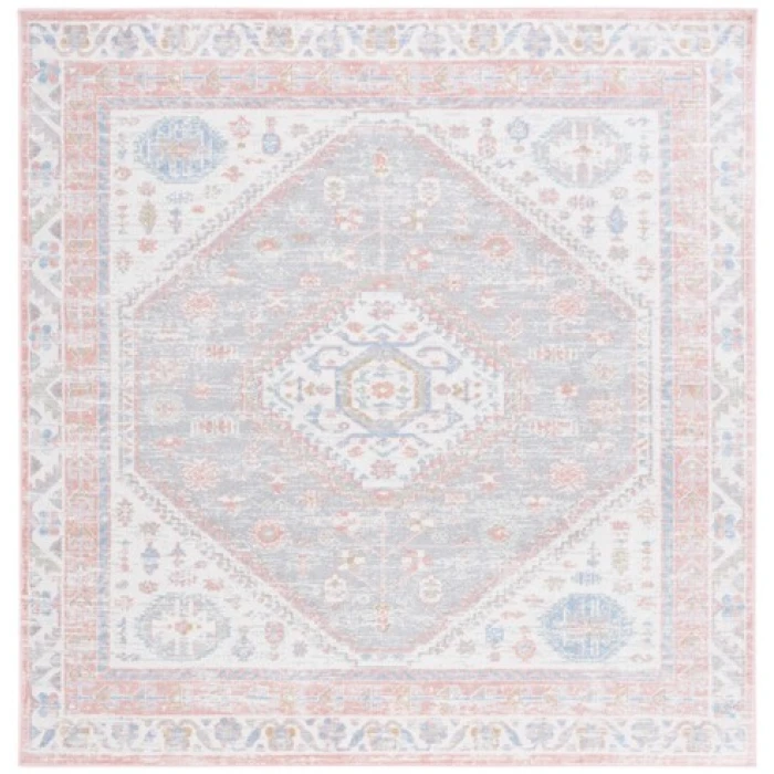 Safavieh Bayside BAY118 Ivory / Blue Pink 6'-7" X 6'-7" Square Area Rug