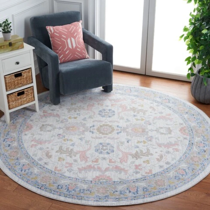 Safavieh Bayside BAY120 Beige / Blue 6'-7" X 6'-7" Round Area Rug