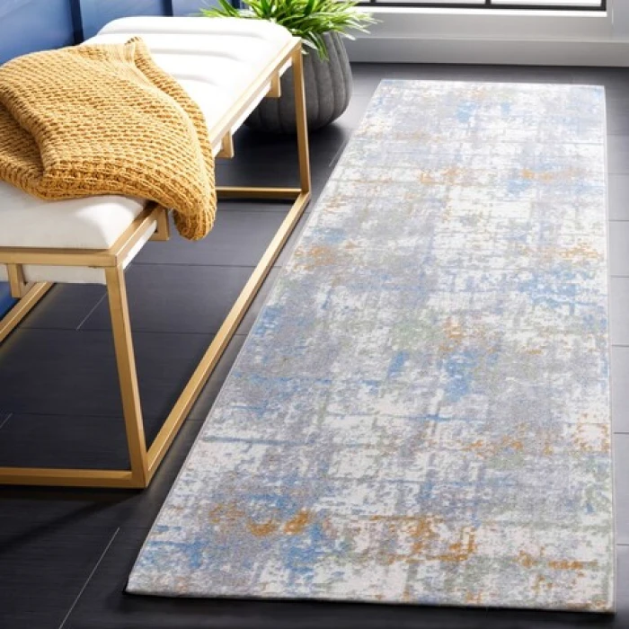 Safavieh Bayside BAY122 Grey / Ivory Blue 2'-2" X 8' Runner Area Rug