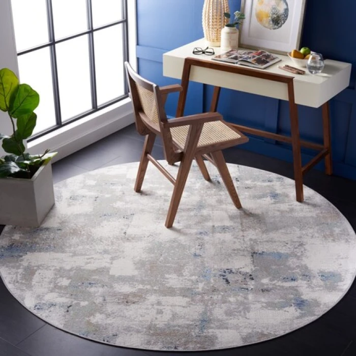 Safavieh Bayside BAY124 Blue / Grey 6'-7" X 6'-7" Round Area Rug