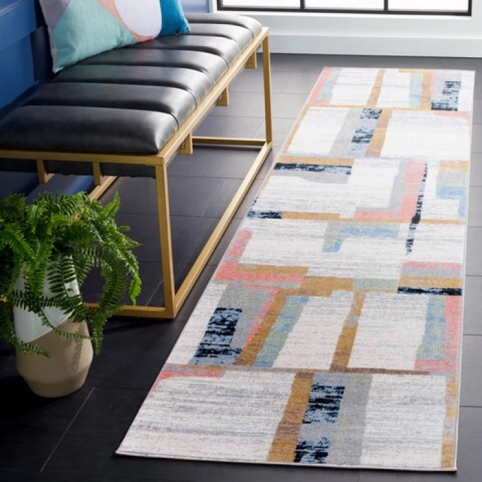 Safavieh Bayside BAY126 Ivory / Blue Rust 2'-2" X 8' Runner Area Rug