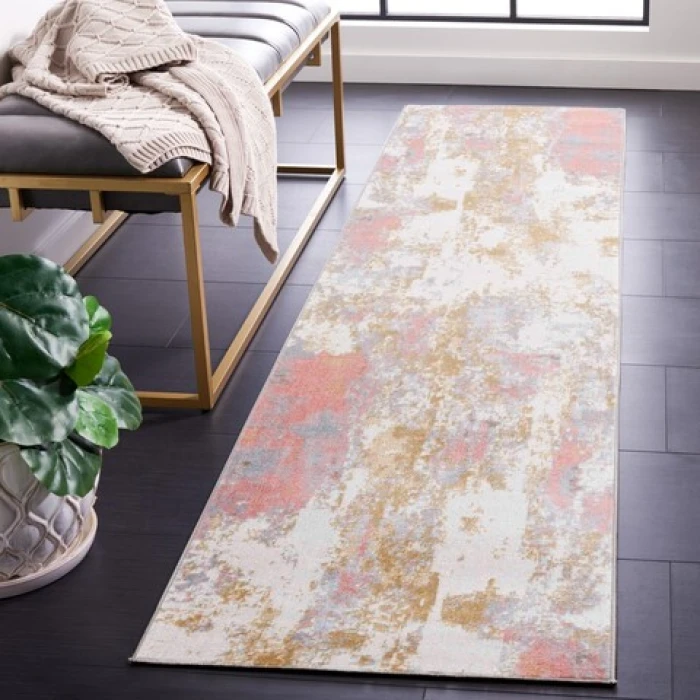 Safavieh Bayside BAY128 Ivory / Grey Pink 2'-2" X 10' Runner Area Rug