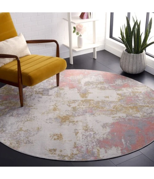 Safavieh Bayside BAY128 Ivory / Grey Pink 3' X 3' Round Area Rug
