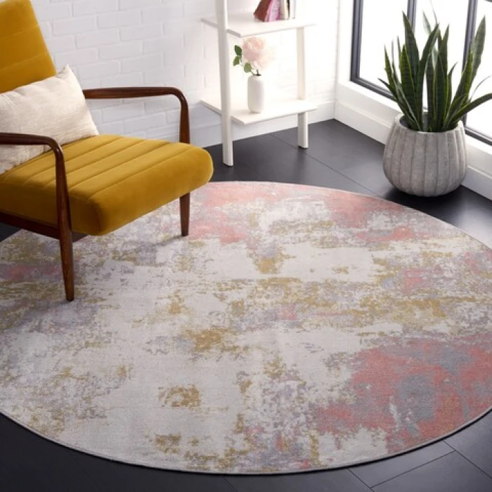 Safavieh Bayside BAY128 Ivory / Grey Pink 6'-7" X 6'-7" Round Area Rug