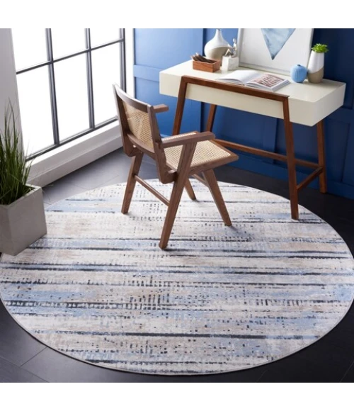 Safavieh Bayside BAY130 Blue / Gold 6'-7" X 6'-7" Round Area Rug
