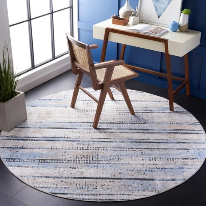 Safavieh Bayside BAY130 Blue / Gold 6'-7" X 6'-7" Round Area Rug