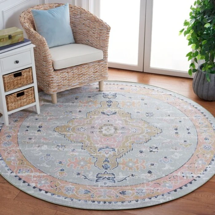 Safavieh Bayside BAY134 Sage / Gold 6'-7" X 6'-7" Round Area Rug
