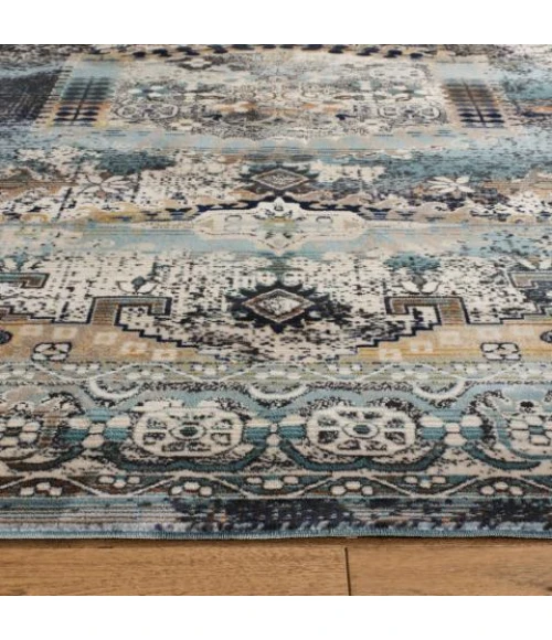 Safavieh Baldwin BDN128 Ivory / Teal 2'-2" X 12' Runner Area Rug