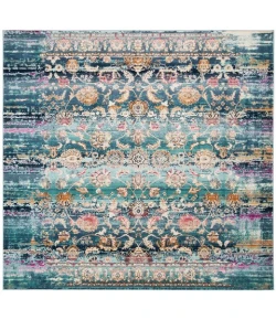 Safavieh Baldwin BDN192 Teal / Beige 6'-7" X 6'-7" Square Area Rug