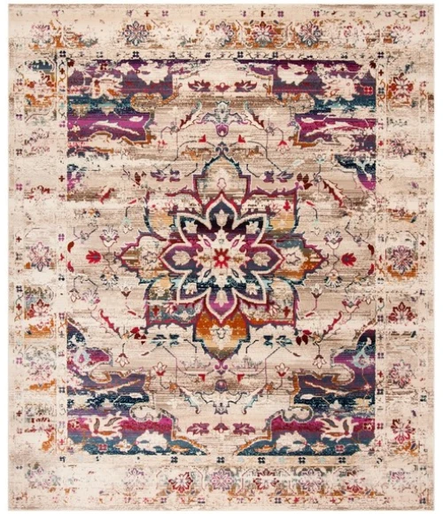 Safavieh Baldwin BDN193 Cream / Fuchsia 10' X 14' Rectangle Area Rug