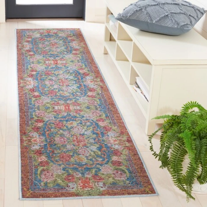 Safavieh Besarabian BES220 Blue / Sage Rust 2' X 8' Runner Area Rug