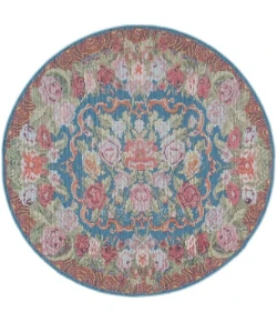Safavieh Besarabian BES220 Blue / Sage Rust 6'-7" X 6'-7" Round Area Rug